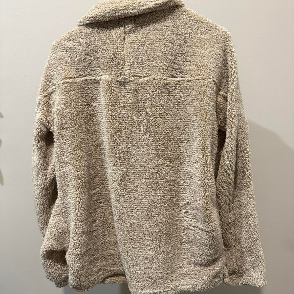 Cream Sherpa Quarter Zip Size M - Picture 3 of 3